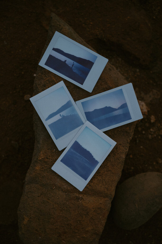 Polaroid of couple session by the lake